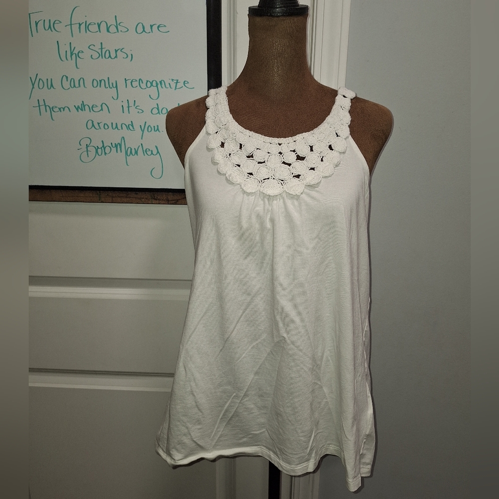 White Crochet Detail Women's Top